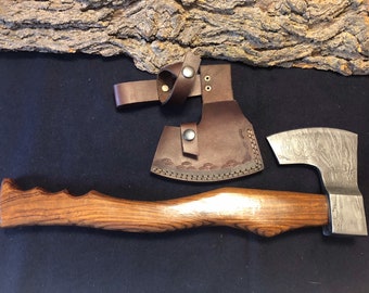 17" Handmade Damascus Axe w/ Rosewood Handle
