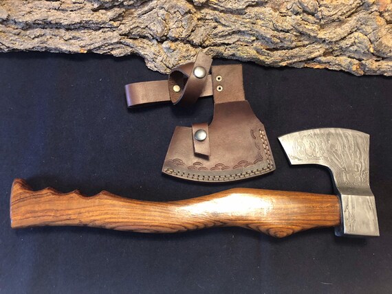 17" Handmade Damascus Axe w/ Rosewood Handle
