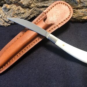 6 1/4&quot; Handmade Slim Full Tang Skinner Knife w/ Stainless Bolster & Camel Bone Handle