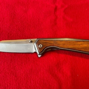 8&quot; Handmade Folding Stainless Steel Pocketknife w/ Zebrawood Handle
