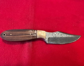 8 1/2” Handmade Damascus Full Tang Hunting Knife w/ Monterillo Rosewood Handle