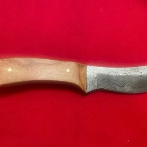 7 1/4” Handmade One of a Kind Damascus Skinning Knife w/ Maple Handle