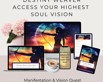 Spirituelles Bündel - Destiny Weaver Manifestation & Visionssuche Anleitung, Arbeitsbuch, geführte Meditation, Affirmationskarten