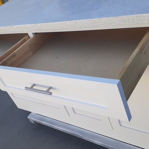 4ft White Kitchen Island With White Quartz Top, Custom Welcomed - Etsy