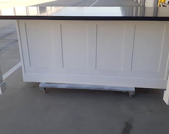 7ft White color Kitchen island with black quartz top (Available Custom)