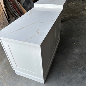 8 Ft White Kitchen Island With Quartz Top-4 Seats, Custom Welcome - Etsy