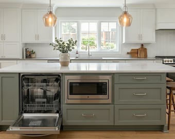 8ft kitchen island with dishwasher/microwave, w/o top. custom welcome