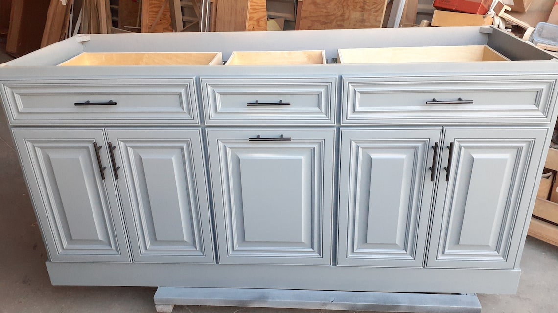 7ft Grey Kitchen Island Without Counter Top available for Etsy