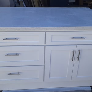 4ft White Kitchen Island With White Quartz Top, Custom Welcomed - Etsy