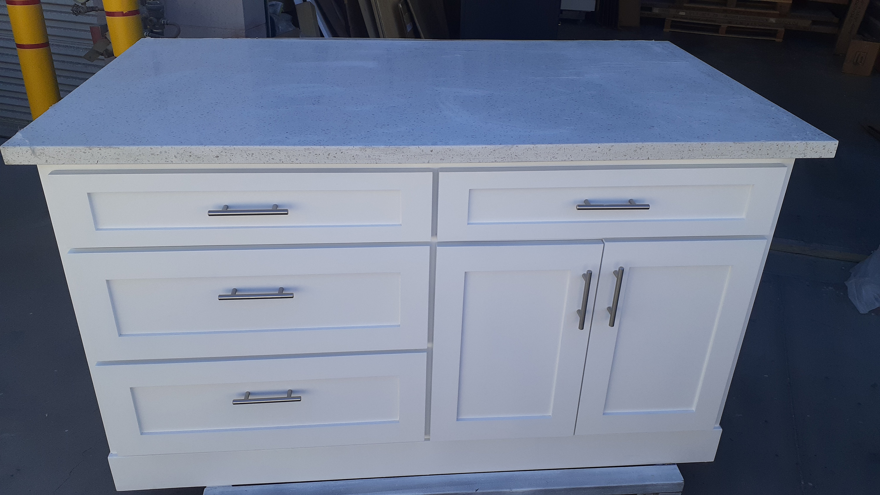 4ft White Kitchen Island With White Quartz Top, Custom Welcomed - Etsy