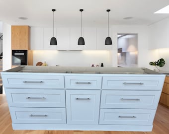 7ft white kitchen island without top. Custom welcome