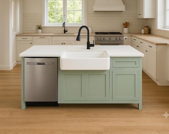 Kitchen island with sink space/trash, No countertop. Custom OK