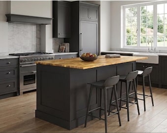 6ft brown kitchen island with butcher block top