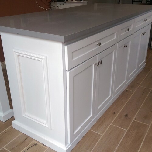6ft White Kitchen Island With Gray Quartz Top Etsy