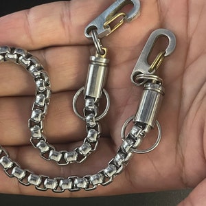 KYLINK Wallet Cadena corta Extensión de seguridad de acero inoxidable para titulares de tarjetas de reloj de billetera de llavero con giros dobles en ambos extremos