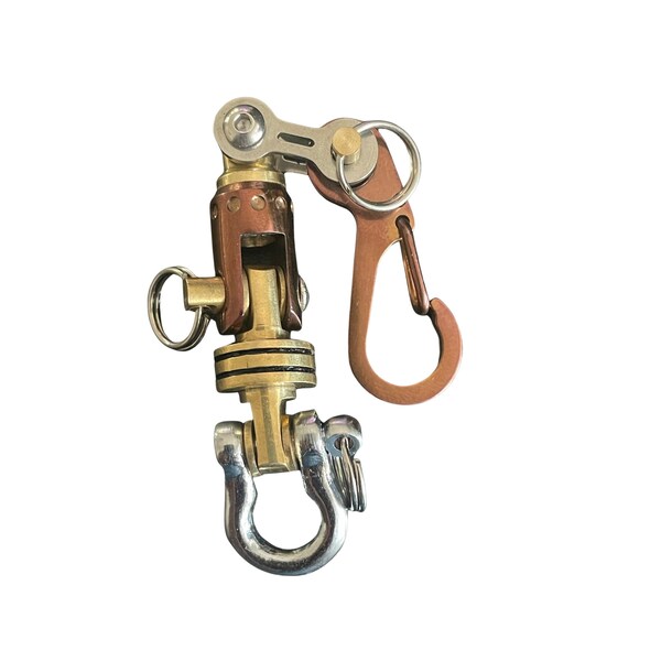 KYLINK Carabiner Split Car Key Ring, EDC Keychain Silver Ti/Bike-Link Connector  Key Bob Cupper PVD