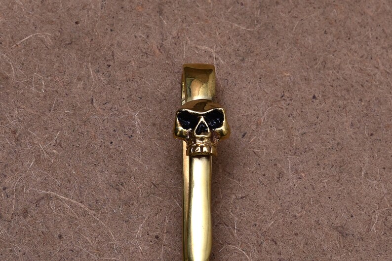 Porte-clés Clip KYLINK - Crâne De Singe Bronze Avec Insert Bleu - Modèle Sunset - EDC