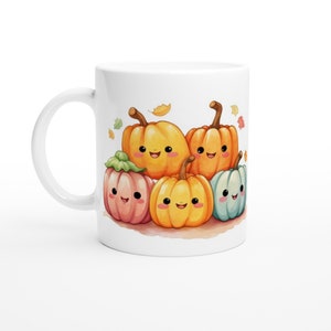 White 11oz Ceramic Pumpkin Mug, Halloween Mug, Baby Pumpkin Mug,  I love Pumpkin Mug, Cartoon Pumpkin Mug