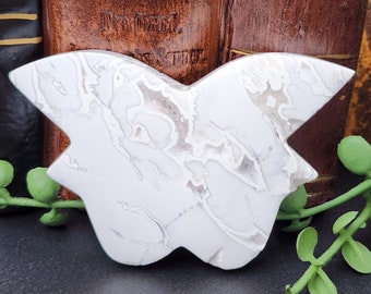 White Plume Agate Carved Butterfly