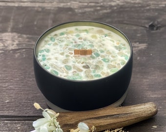 Release Crystal Intention Candle Amazonite Matcha Green Tea Wooden Wick