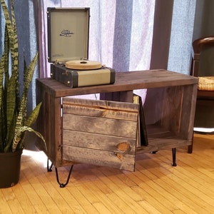 Record Player Stand with Vinyl Storage with Door.