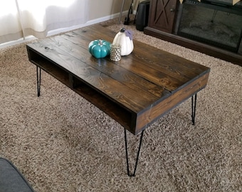 Rustic Coffee Table Pallet Wood and Hairpin Legs
