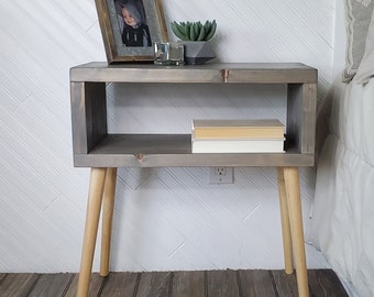 Rustic Night Stand with Wood Legs