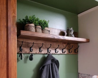 Wall Mounted Coat Rack with Shelf