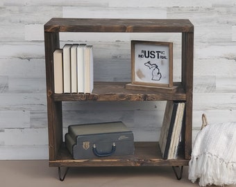 Record Player Stand with Vinyl Storage, 2-Tier Record Storage