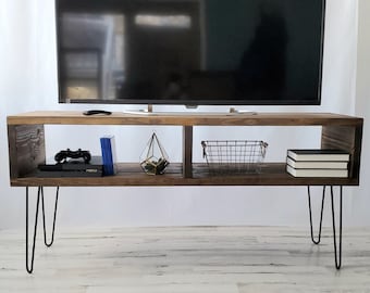 TV Stand with Hairpin Legs, Mid-Century Modern, Rustic TV Stand, Modern Media Unit