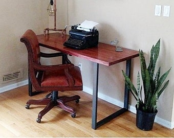 Industrial Desk with Solid Oak Wood. Handmade