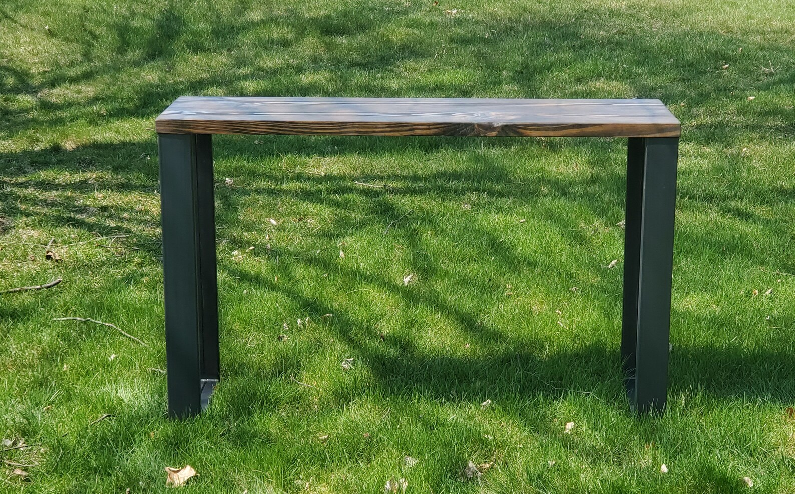 Rustic Industrial Wood Sofa Table With Steel Legs. Handmade Etsy