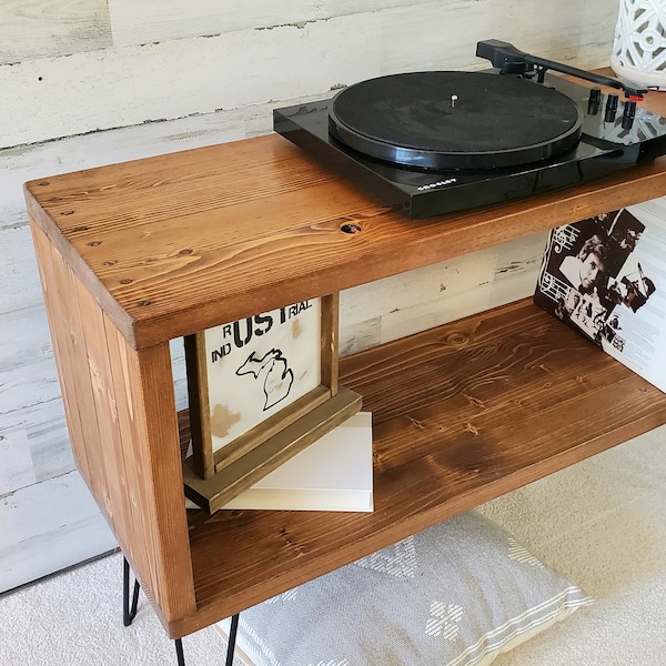 Record Player Stand with Vinyl Storage