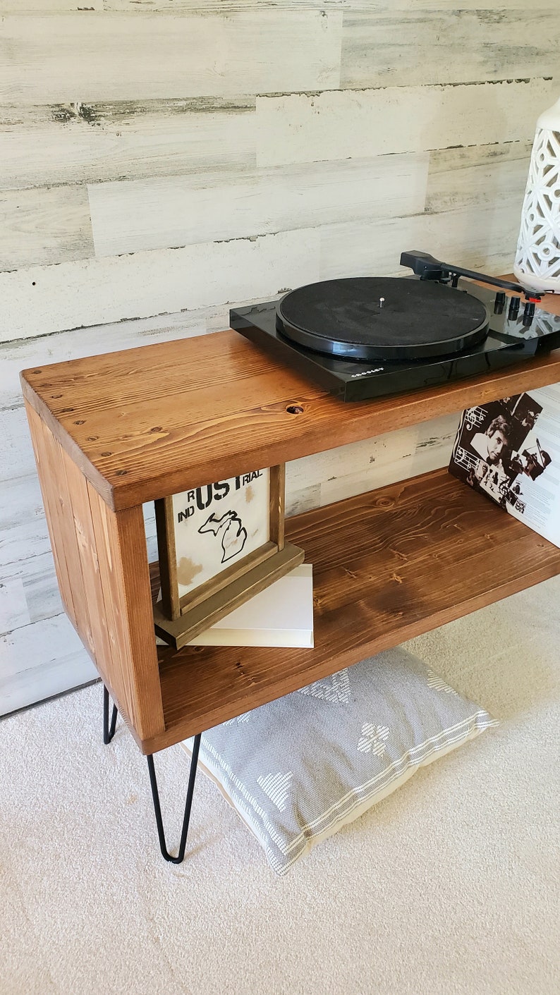 Record Player Stand with Vinyl Storage image 1