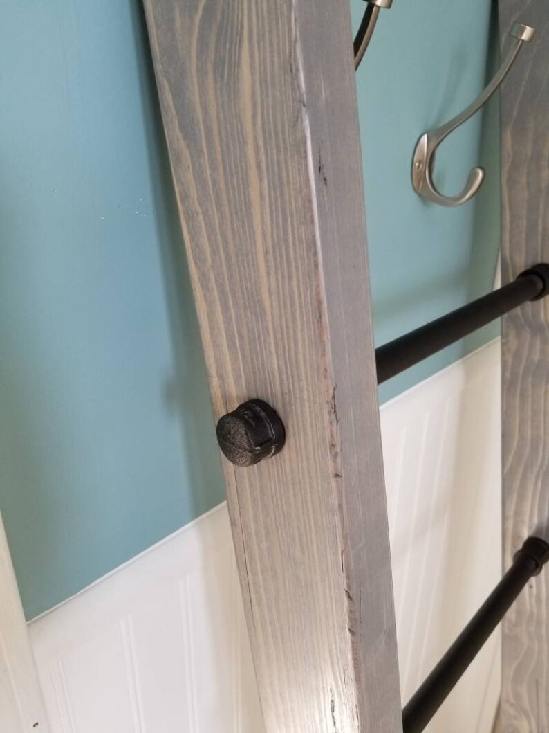 Industrial Blanket Ladder. Steel Pipe and Rustic Wood Ladder. Etsy