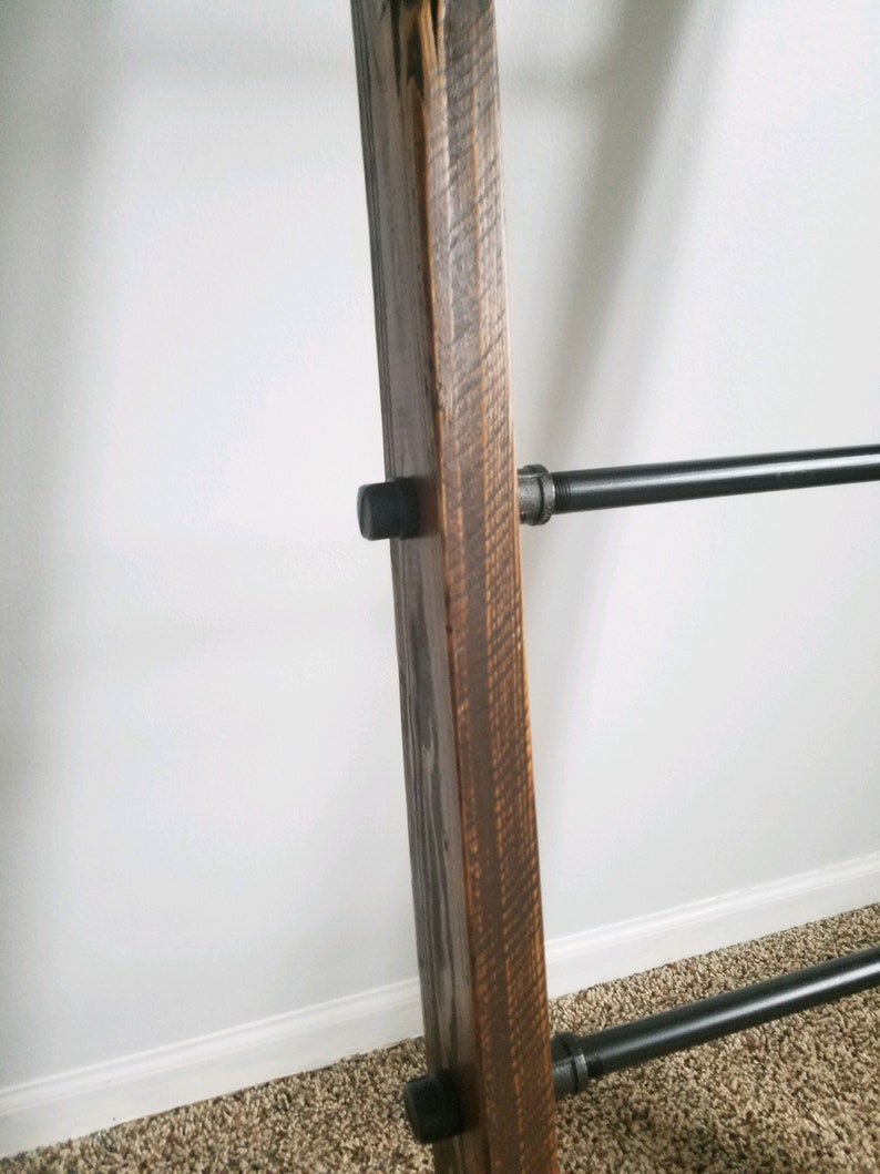 Industrial Blanket Ladder. Steel Pipe and Rustic Wood Ladder. Etsy