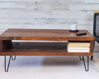 Lift Top Coffee Table | Hairpin Legs | Handmade furniture | Rustic Industrial