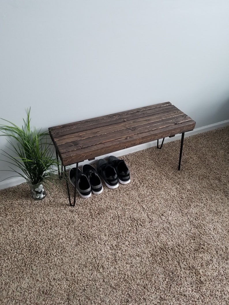 Reclaimed Wood Entryway Bench With Hairpin Legs. Etsy