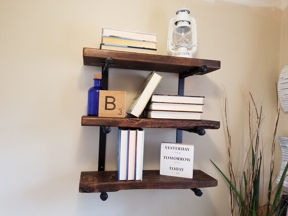 Rustic Wood Floating Shelves Pipe Shelf Brackets