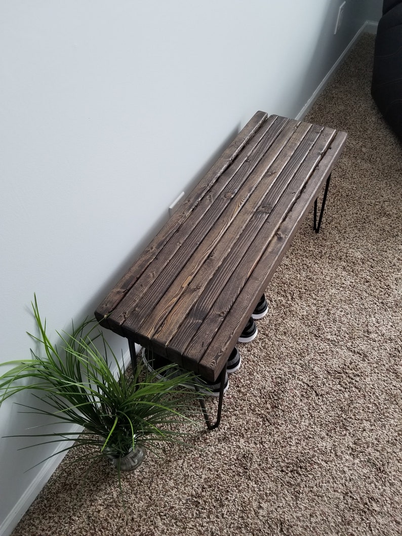 Reclaimed Wood Entryway Bench With Hairpin Legs. Etsy