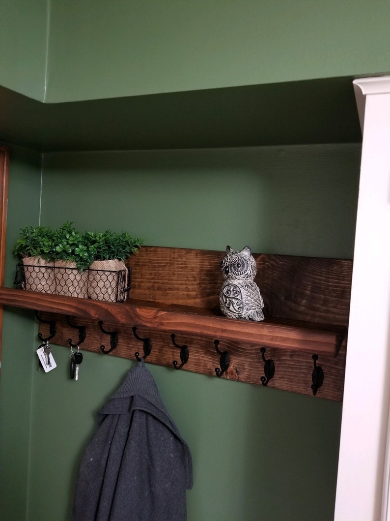 Wall Mounted Coat Rack with Shelf image 2