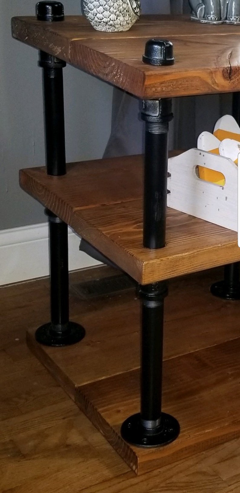 Rustic End Tables With Industrial Pipe Supports Etsy