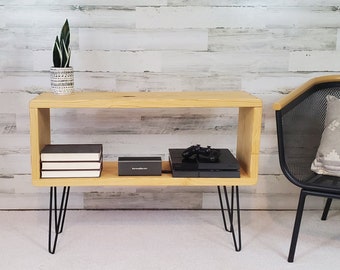 Mid-Century TV Stand, Mid-Century Media Stand, Wood Storage with Hairpin Legs