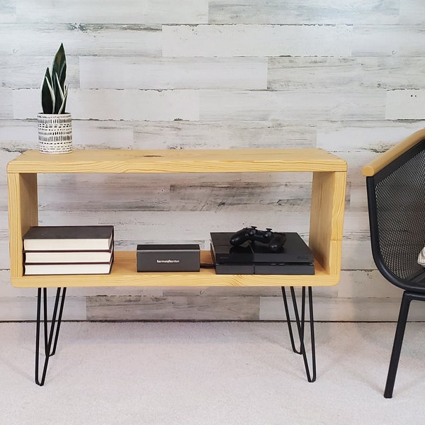 Mid-Century TV Stand, Mid-Century Media Stand, Wood Storage with Hairpin Legs