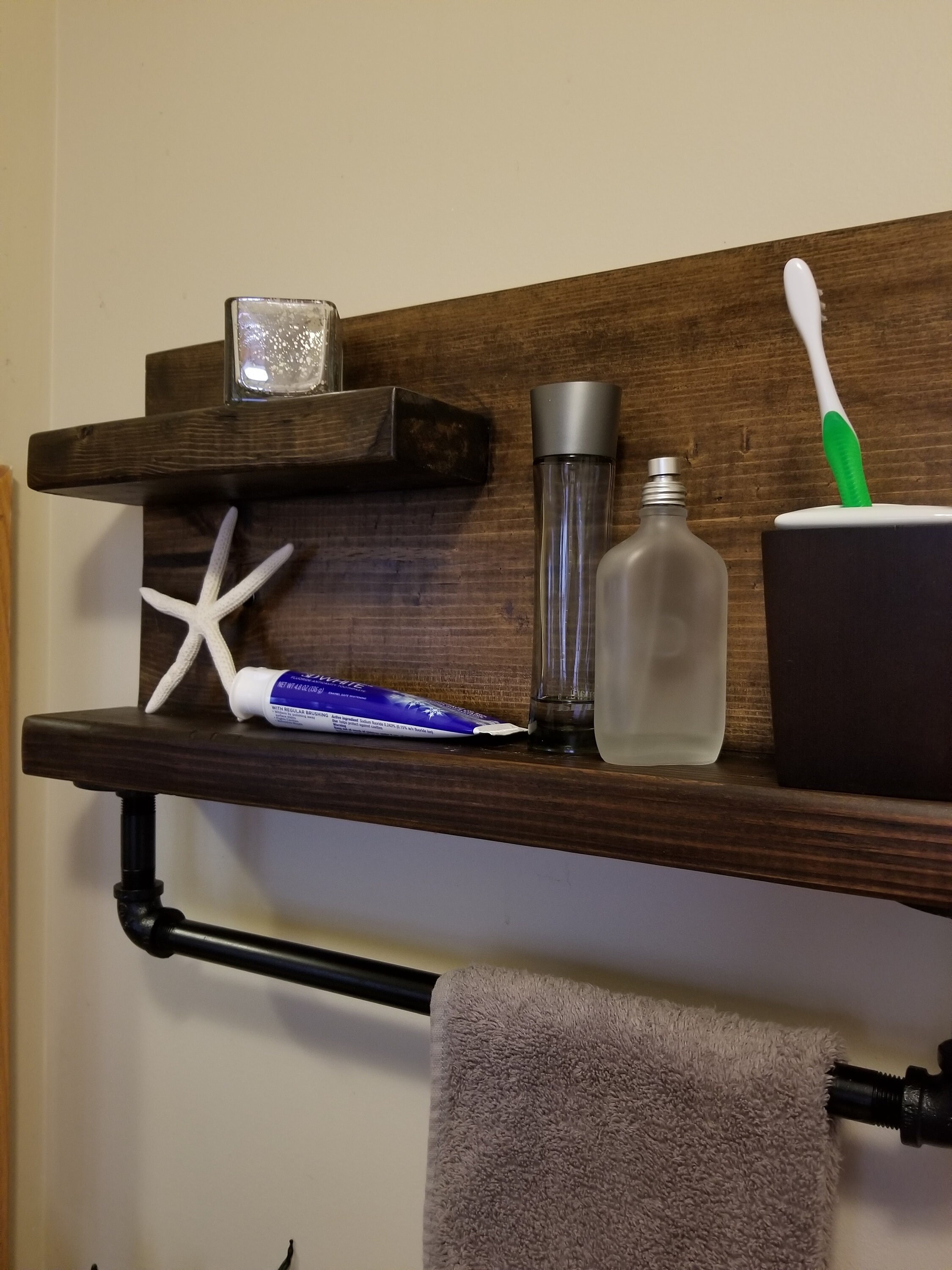 Reclaimed Wood Bathroom Shelf with Towel Rack Etsy