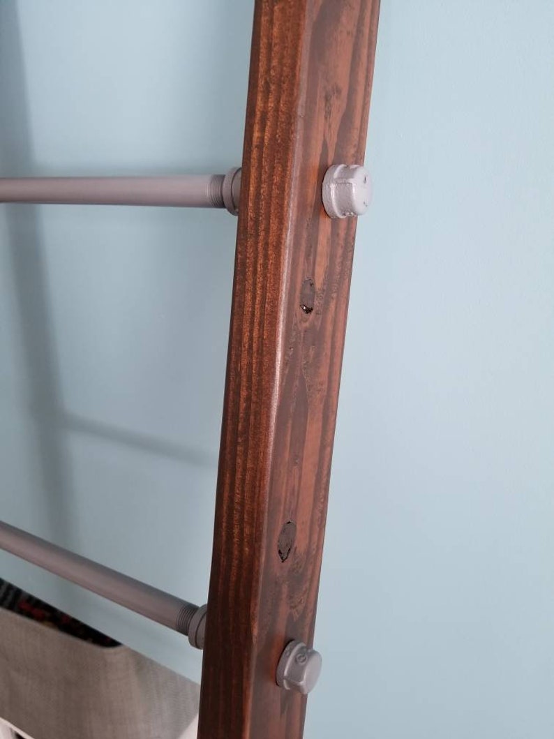 Industrial Blanket Ladder. Steel Pipe and Rustic Wood Ladder. Etsy