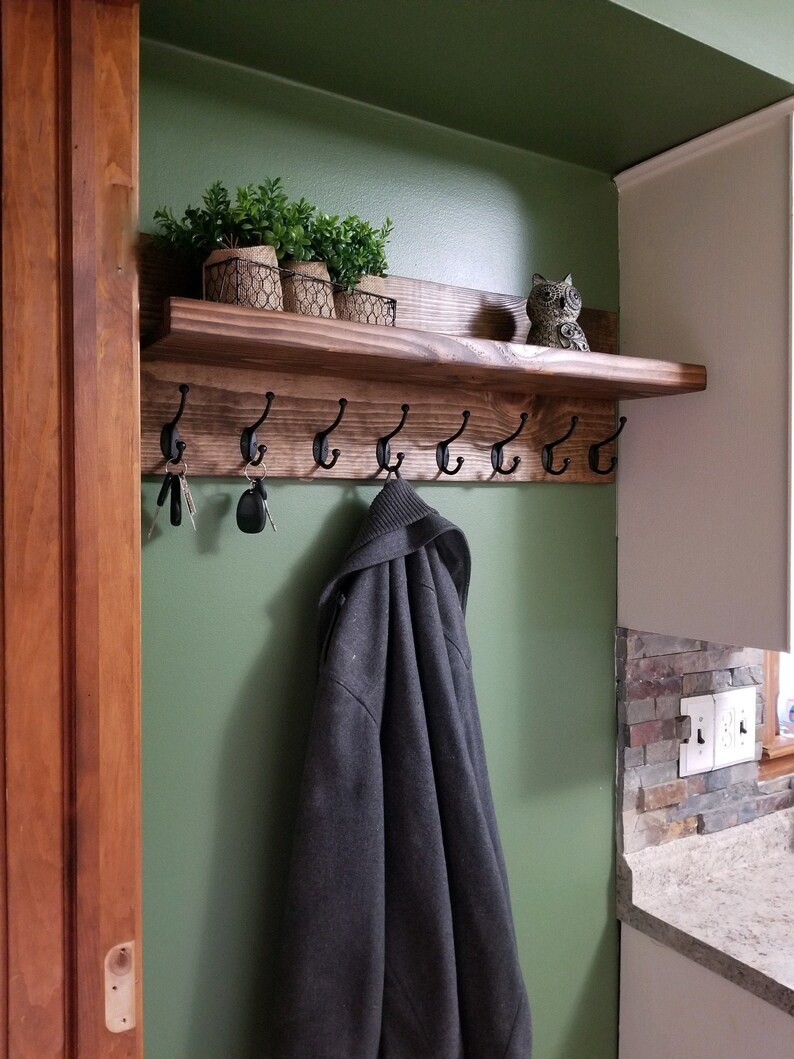 Wall Mounted Coat Rack with Shelf image 1