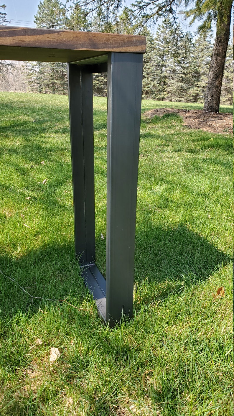 Rustic Industrial Wood Sofa Table With Steel Legs. Handmade Etsy
