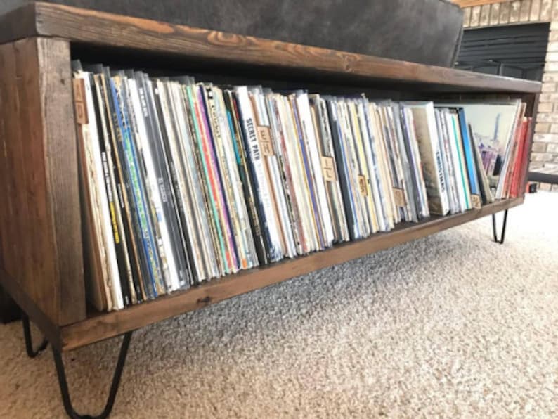 Record Player Stand with Vinyl Storage image 2