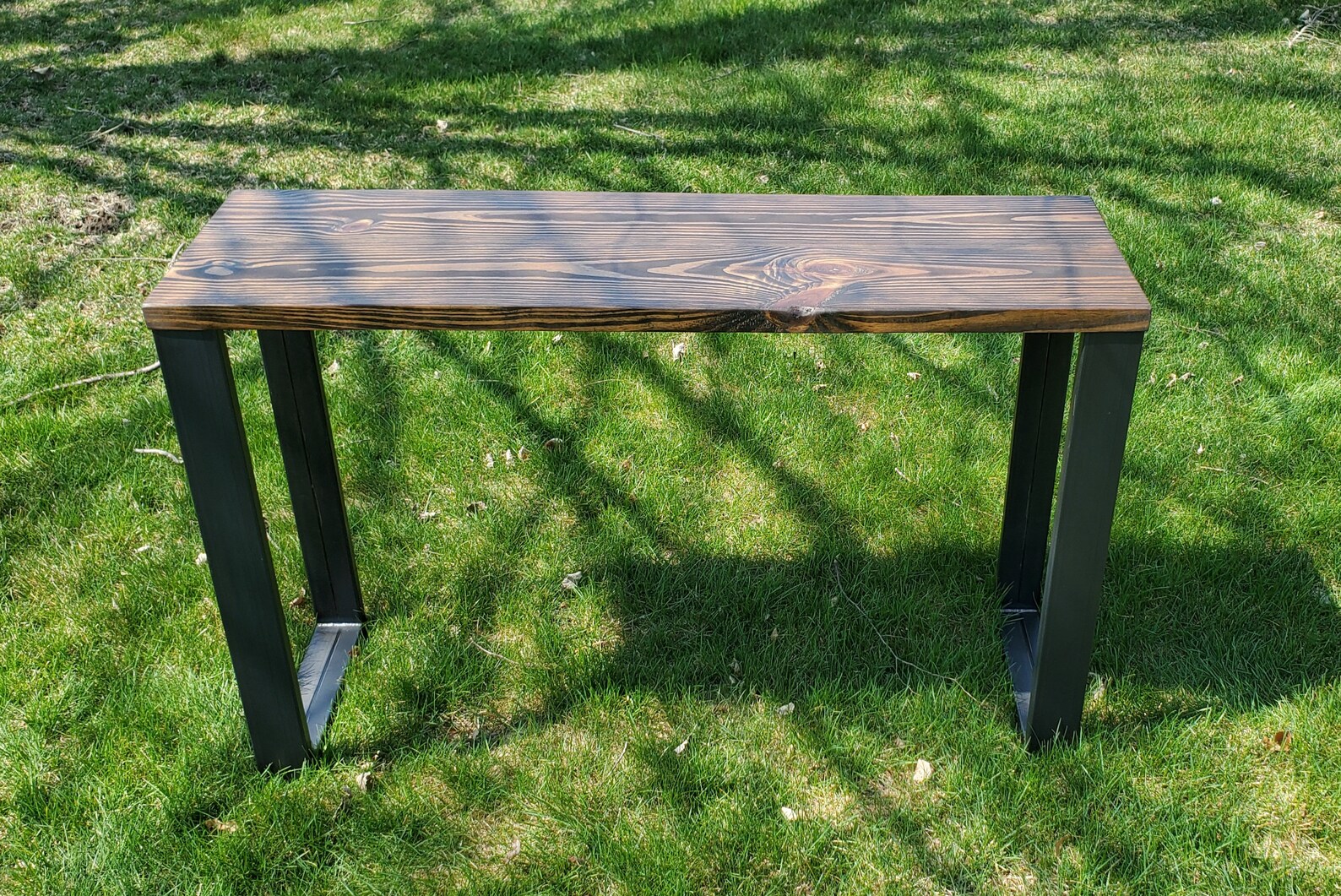 Rustic Industrial Wood Sofa Table With Steel Legs. Handmade Etsy